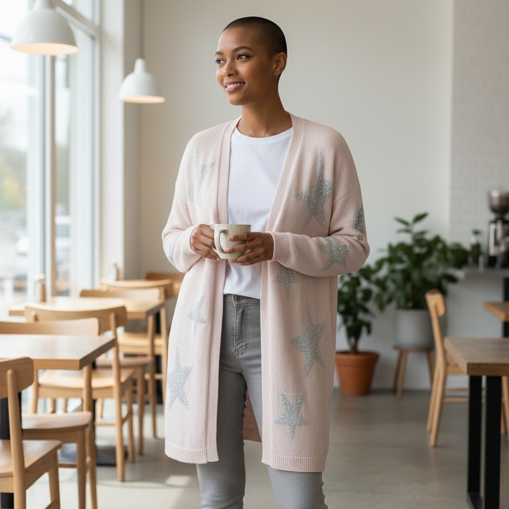 Lane Bryant Pink Star Cardigan